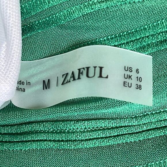 Zaful Womens Swimsuit Strapless Bikini Green High Waist Medium Two Piece Cheeky - Picture 10 of 11